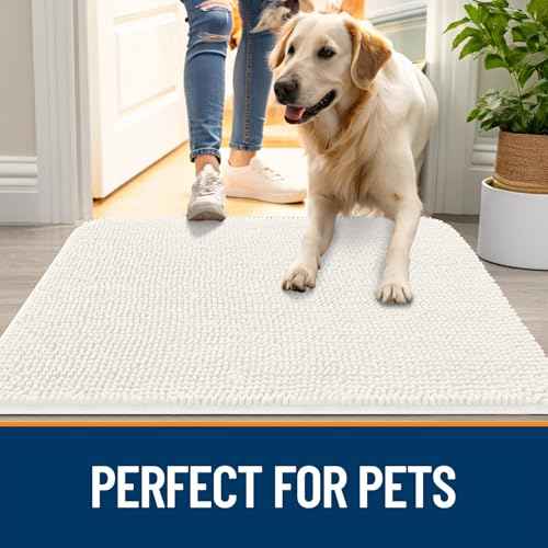Dog Door Mat for Muddy Paws 47x20 (Ivory / 47" X 20")