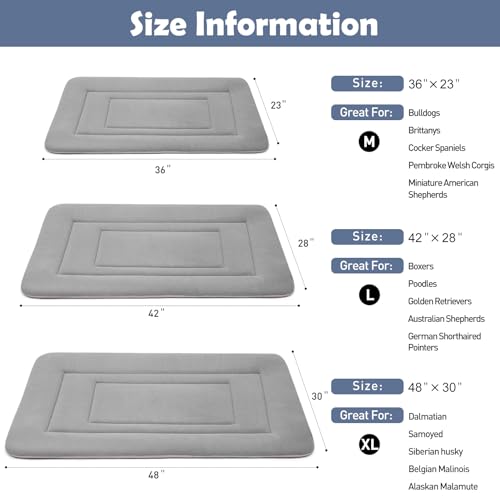 Dog Bed Soft Dog Crate Bed Pad Mat (36.0"L x 23.0"W x 1.2"Th / Clay Gray)