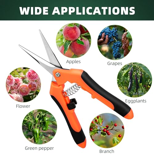 3 Pack Garden Pruning Shears Scissors Clippers Stainless Steel (Yellow Orange)