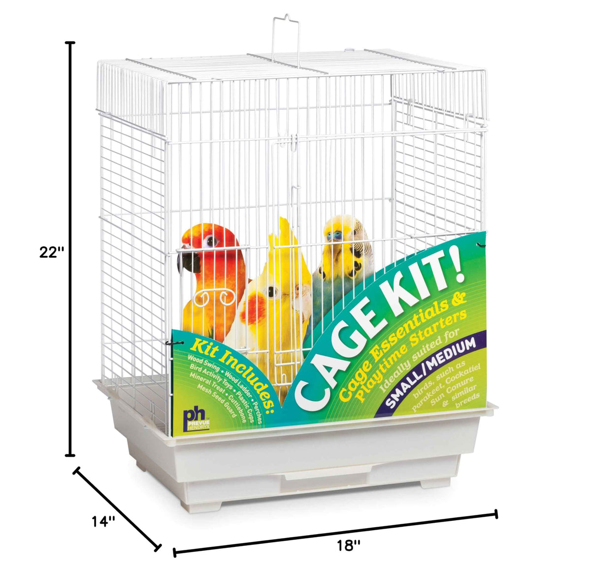 Square Roof Bird Cage Kit Ideal for Small Birds (White)