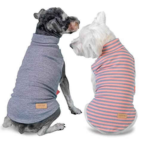 2Pack Dog Sweater for Medium Dogs Soft Pet Coats Fleece Sweatshirt (X-Large (19-27lbs) / 3# Stripe+Grey)