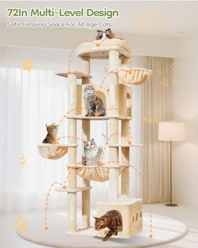72 in Cat Tree (Beige)