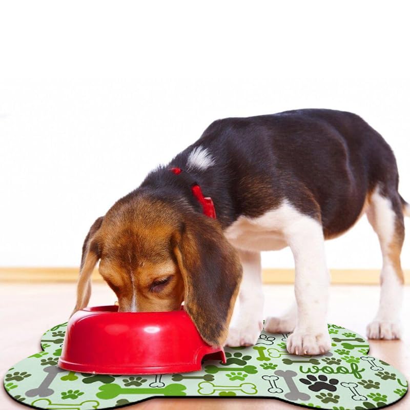 Dog Food Mats for Floors Waterproof (Green / 23.6"L x 15.7"W)
