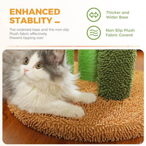 Cactus Cat Scratching Post 35”Cat Scratcher with Toy Ball (Extra Large 35" / Khaki)