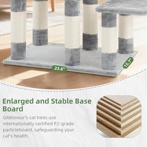 Sturdy Cat Tree Tower for Large Cats (52 inches / Light Gray)