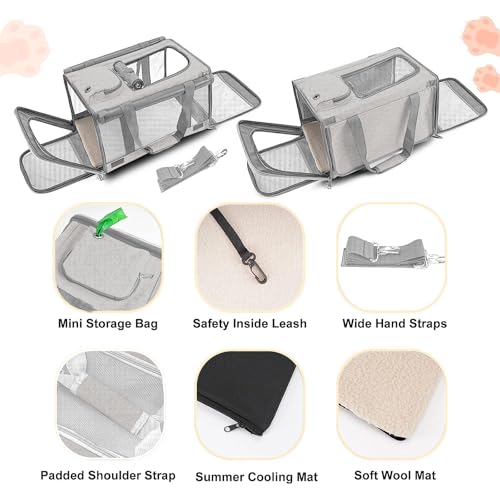 Pet Carrier for Large Cat Soft (Beige / 18.1"L x 11.8"W x 11.8"H)