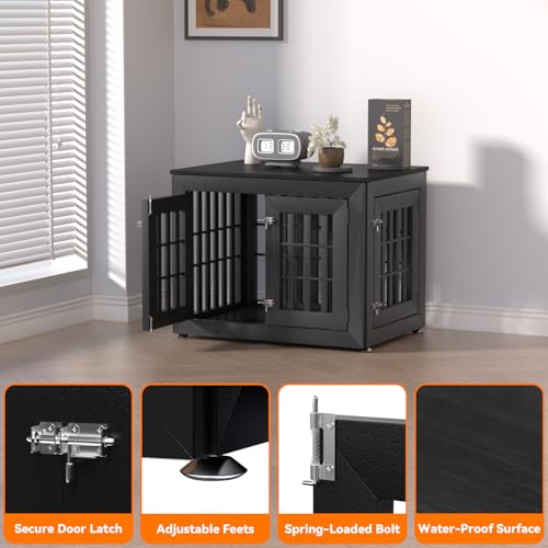 32" Heavy Duty Dog Crate Furniture for Small (32.7"L x 24.4"W x 25.8"H / Black)