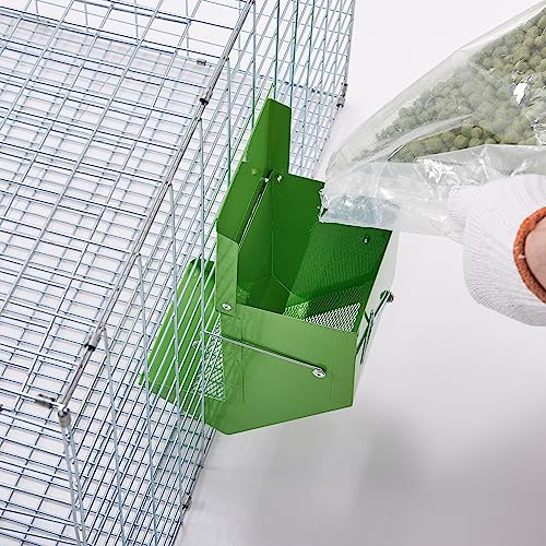 Metal Small Animal Feeder with Lid (7.4 inch / Green)