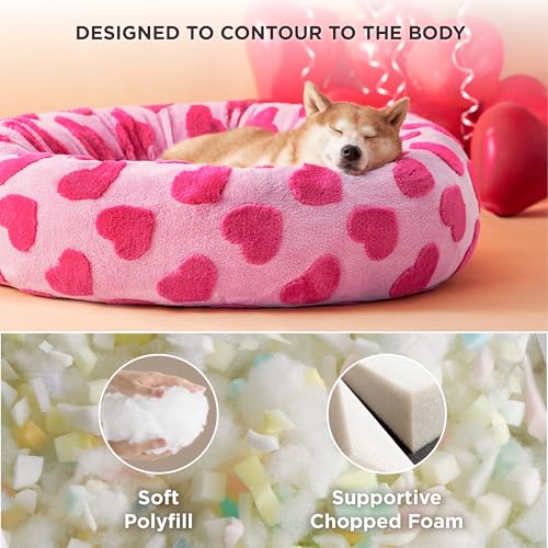 Shown on TV Jacquard Donut Dog Beds Large (36.0"L x 36.0"W x 8.0"Th / Lover Hearts)