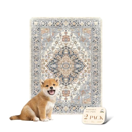 Washable Pee Pads for Dogs (18x24 Inch (Pack of 2) / Beige/Multi)