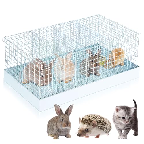 4 Hole Foldable Rabbit Transport Cage (Sliver / 28.9"L x 21.3"W x 3.5"H)