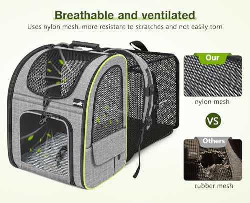 Cat Backpack with Curtain (Grey with Shade Cover / 15.4"L x 11.0"W x 19.0"H)