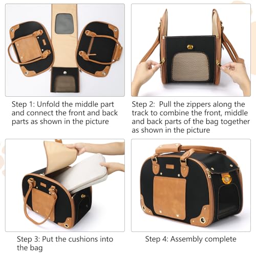 Dog Carrier Purse (17.3"L x 9.4"W x 11.2"H / Nylon Black)