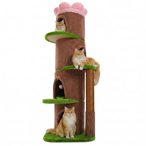 68.5" Forest Cat Tree Tower with 4 Condos & Flower Top Bed (Brown / 69" Forest Cat Tree)
