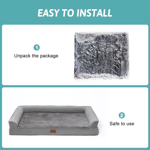 Orthopedic Dog Bed for Extra Large Dogs (Grey / XXL:48x32x7.5 inch)