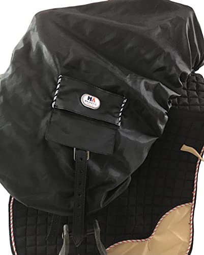 Nylon Waterproof Fleece Lined Ride On English Saddle Cover (Black)