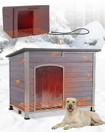 Heated Dog House for Outside with Heating Pad Insulated Dog Kennel for Small Medium Dogs