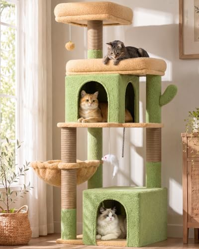 Cactus Cat Tree Tower 2 Condo Kitten Scratching Post (Cactus / 54 inch)