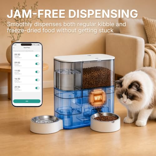 5L WiFi Automatic Cat Feeder & 3L Water Dispenser (White - WiFi)