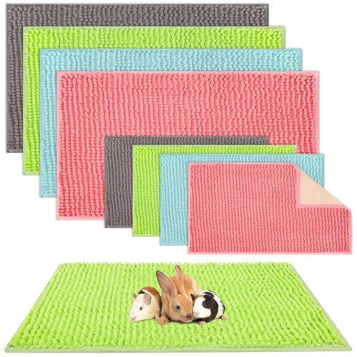 8 Pcs Guinea Pig Cage Liner (Gray, Green, Pink Blue / 24x16''16x12'')
