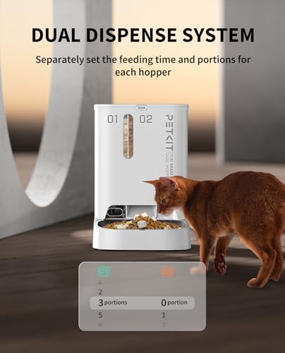 Automatic Cat Dog Feeder with Camera (White with Double Food Hopper)