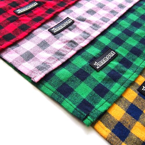 Adjustable Plaid Dog Bandanas (Square Yellow / Large)