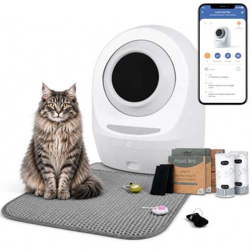 Casa Leo Automatic Self Cleaning Cat Litter Box Bundle with App Control (Leo Gray)