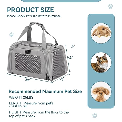 Dog Carrier Cat Carriers (20.0"L x 13.0"W x 13.0"H / New Grey)