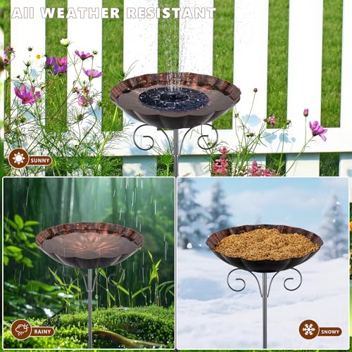 Metal Bird Baths for Outdoors (Brown)