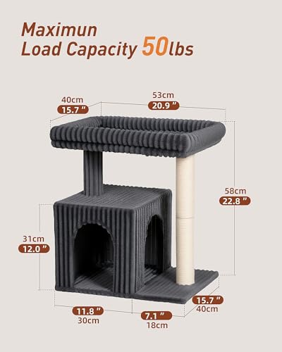 22.8" Cat Tree for Large Cat (Dark Gray)