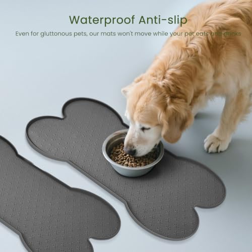 Dog Food Mat Anti (19.4" x 9.8"-2PCS / Grey)