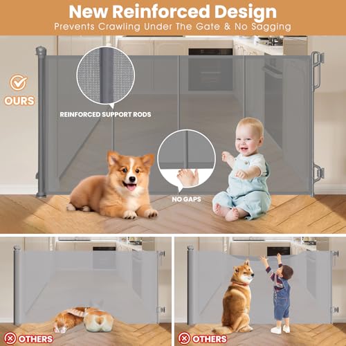 Reinforced Retractable Baby Gate (Gray / 45" Wide)