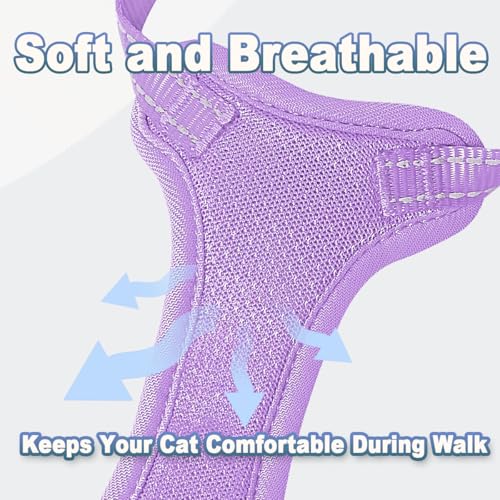 Cat Harness and Leash Set Escape Proof for Kitten Walking (XX-Small / Violet Purple)