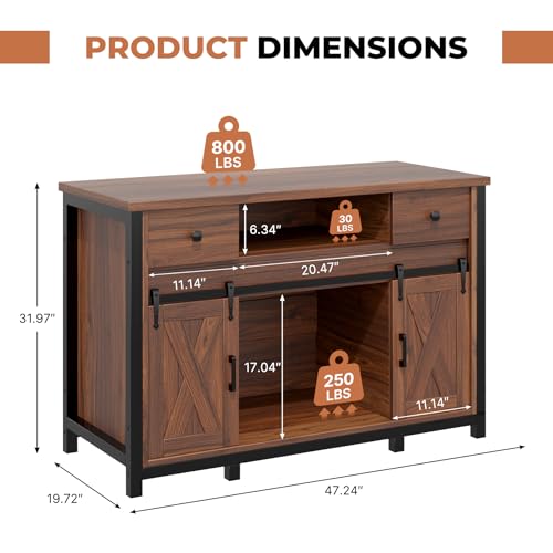 55 75 Gallon Fish Tank Stand with Power Outlet (Style2-Light Brown / 47 inch)