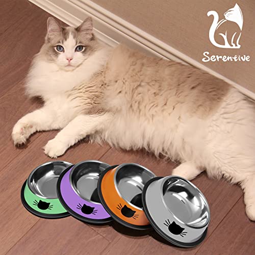 3Pcs Cat Bowls (Purple, Silver, Green / 7 oz)