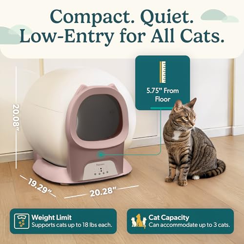 PurrTek Automatic Litter Box Self Cleaning 5GHz Wi (Pink)