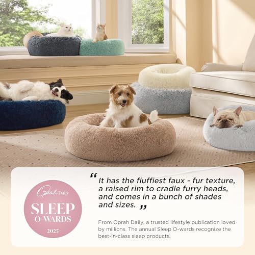 Calming Dog Bed Medium Large Size Dogs Washable Pet Bed (33"L x 33"W x 8"Th / Dark Grey)
