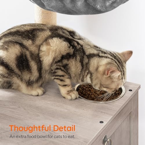 Cat Tree with Litter Box Enclosure (Greige)