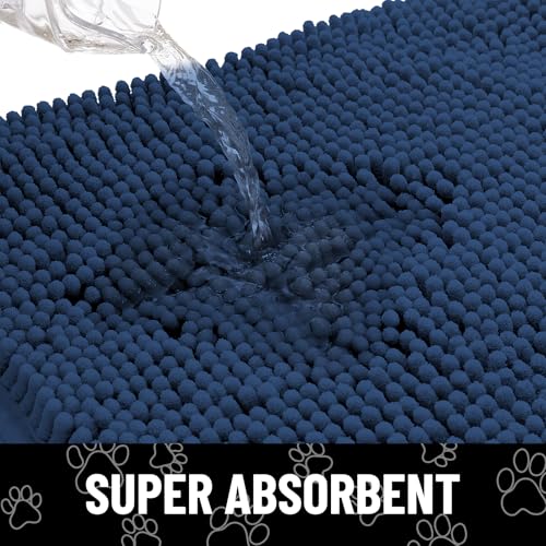 Dog Door Mat for Muddy Paws (30"X20" / Dark Blue and Black)