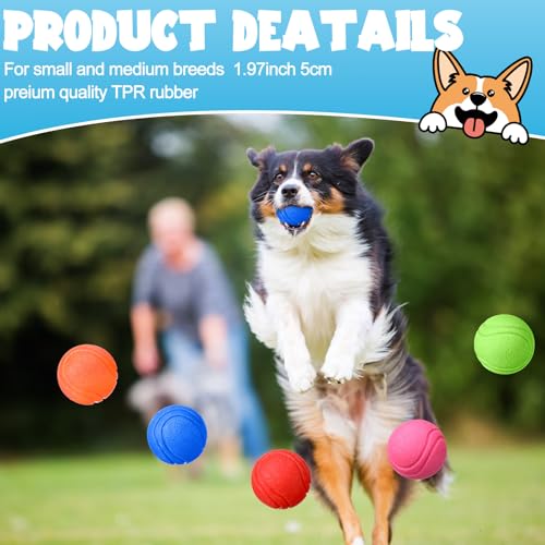 20 Pcs Indestructible Dog Toy Balls for Aggressive Chewers Chew Resistant Solid Rubber Bouncy Ball for Teeth Cleaning (Colorful / 2.36 Inches)