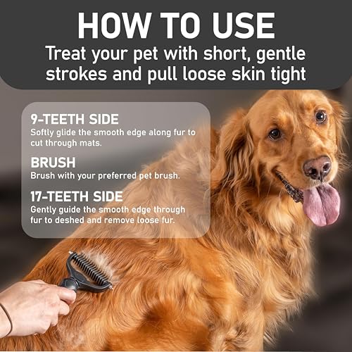 Hair Brush Double Sided Shedding (Black / Large)