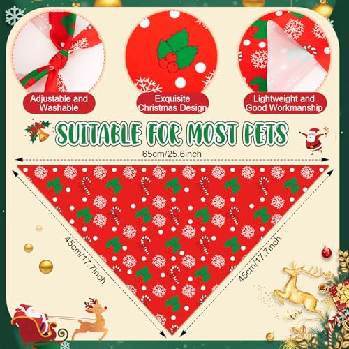 500 Pcs Christmas Bandanas for Dogs Xmas Bandanas Bulk with Santa Snowflake Candy Cane Patterns Soft Bibs Adjustable Triangle Doggie Scarf for Small Medium Large Pet 25.6 x 17.7 x 17.7 Inch (Christmas)