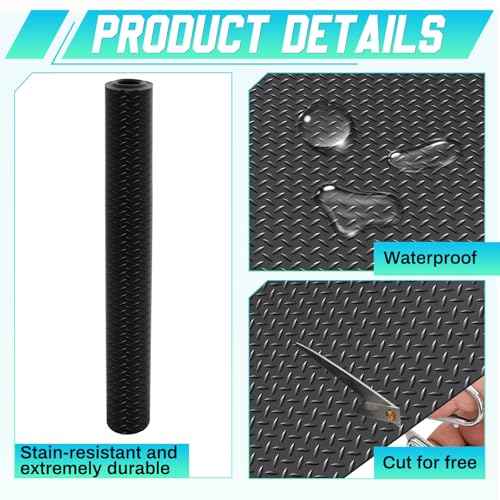 24 in × 5 ft Rubber Flooring Rolls Mats (Diamond Plate / 24 in x 5 ft / Black)
