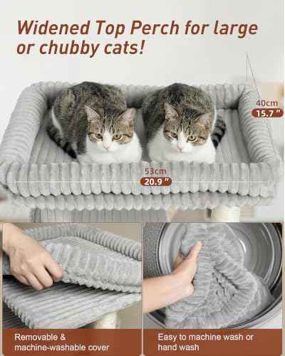 22.8" Cat Tree for Large Cat (Light Gray)