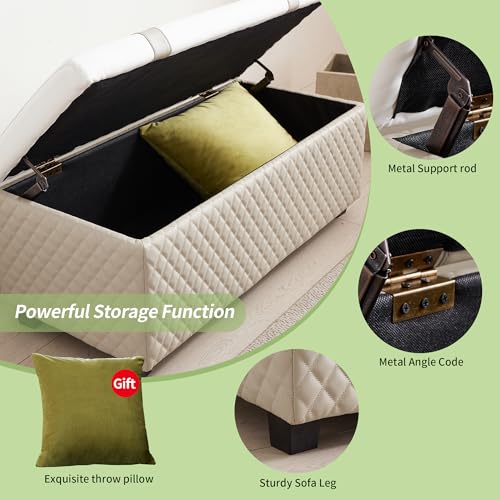 Colorful Faux Leather 38 Inch Storage Bench with Hinged Lid and Foot Rest (Multi Color)