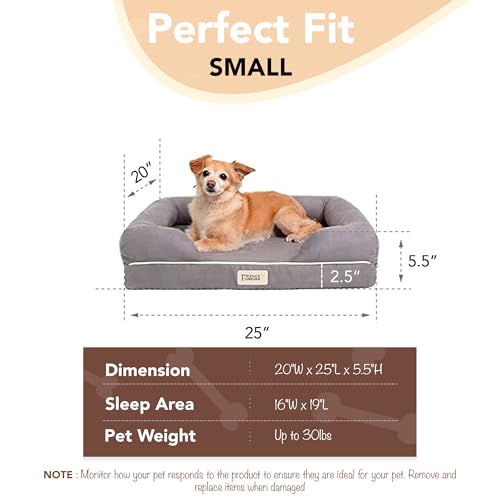 Orthopedic Dog Bed (Memory Foam Dog Bed / Chester Grey / 25.0"L x 20"W x 5.5"Th)