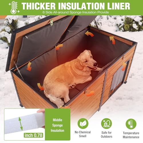 Extra Large Heated Dog House Insulated Dog Kennel Winter Shelter with Safe Thermostat