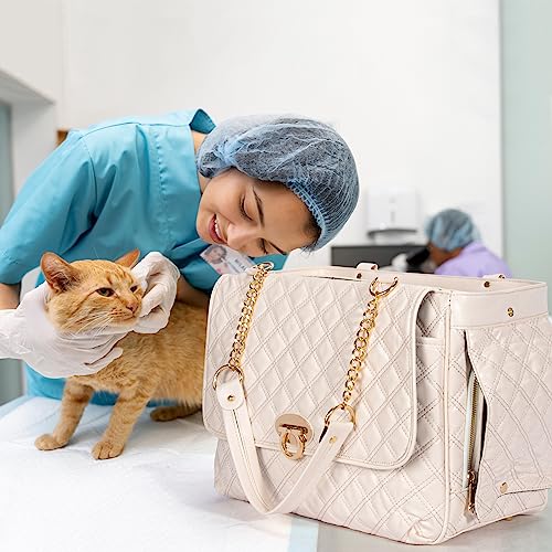Fashion Pet Carrier Dogs Cat Small Animals Purse Bag (Beige)