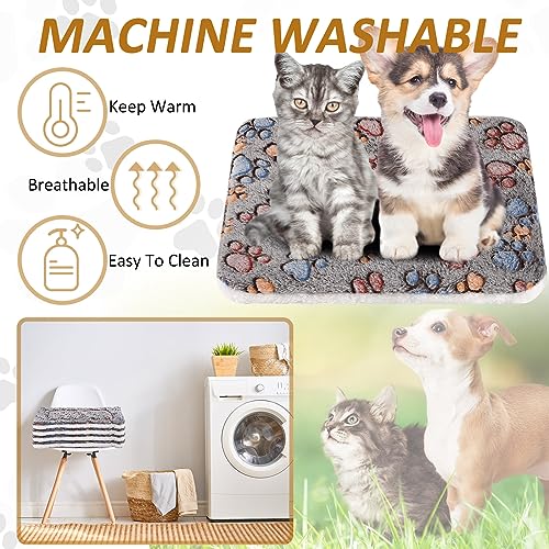 4 Pack Soft Pet Bed Mat Small Dog Crate Fleece (13 x 19 Inches / Gray)