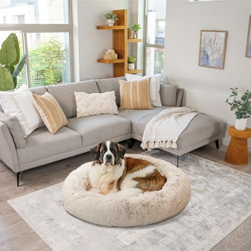 Original Calming Donut Dog Bed (Taupe Shag / X-Large)